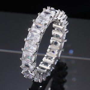 🦋925 Sterling Silver Plated Clear CZ Eternity Wedding/UNVN12103